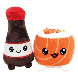 Pack 2 peluches Yummis Together Uramaki & Soya in Take Away Bag 21 cm | 8053172181406