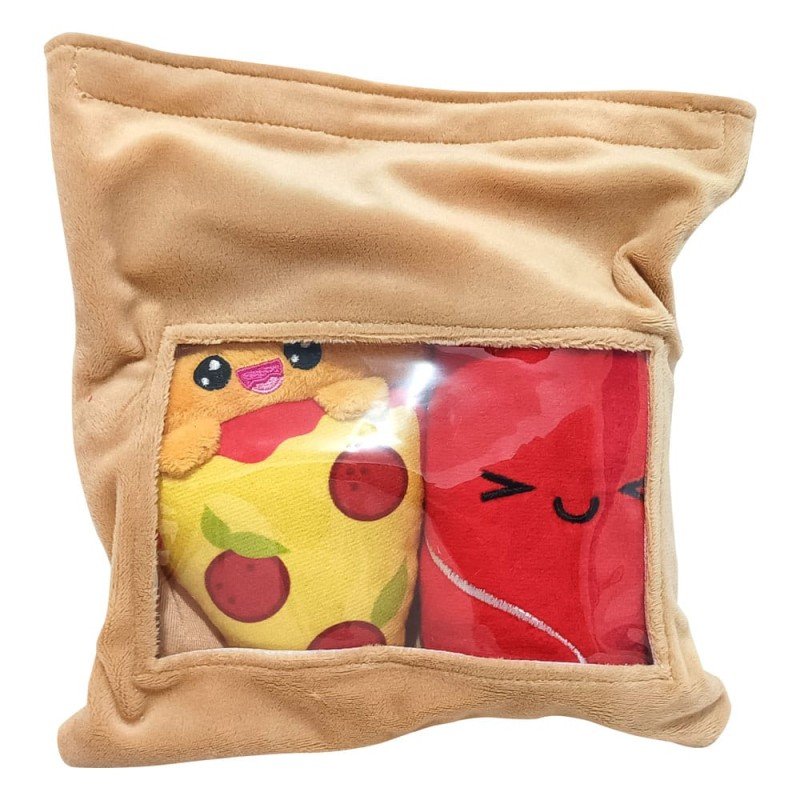 Pack 2 peluches Yummis Together Pizza & Cola in Take Away Bag 21 cm | 8053172181413