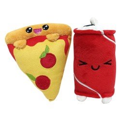 Pack 2 peluches Yummis Together Pizza & Cola in Take Away Bag 21 cm | 8053172181413