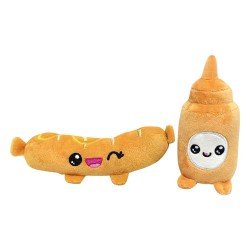 Pack 2 peluches Yummis Together Sausage & Mustard in Take Away Bag 21 cm | 8053172181437