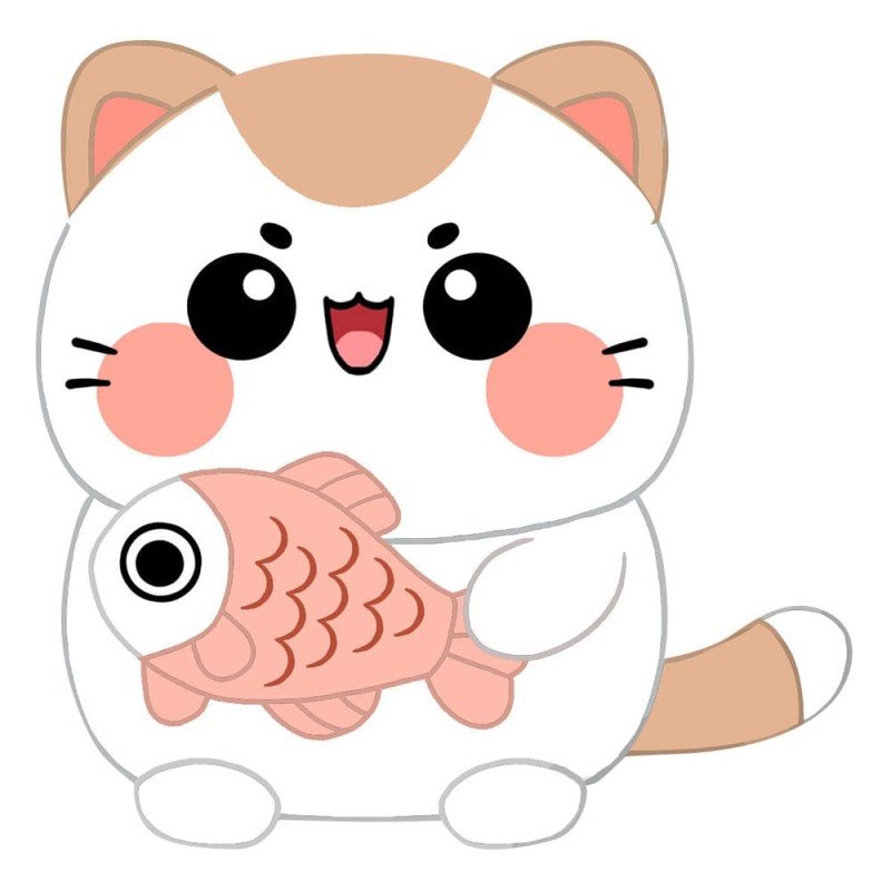 Funny Cat Peluche Cat with Fish 25 cm | 8053172181789