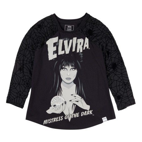 Elivira by Loungefly Tee T-Shirt Unisexe Shirred Raglan (XXL) | 0671803553583