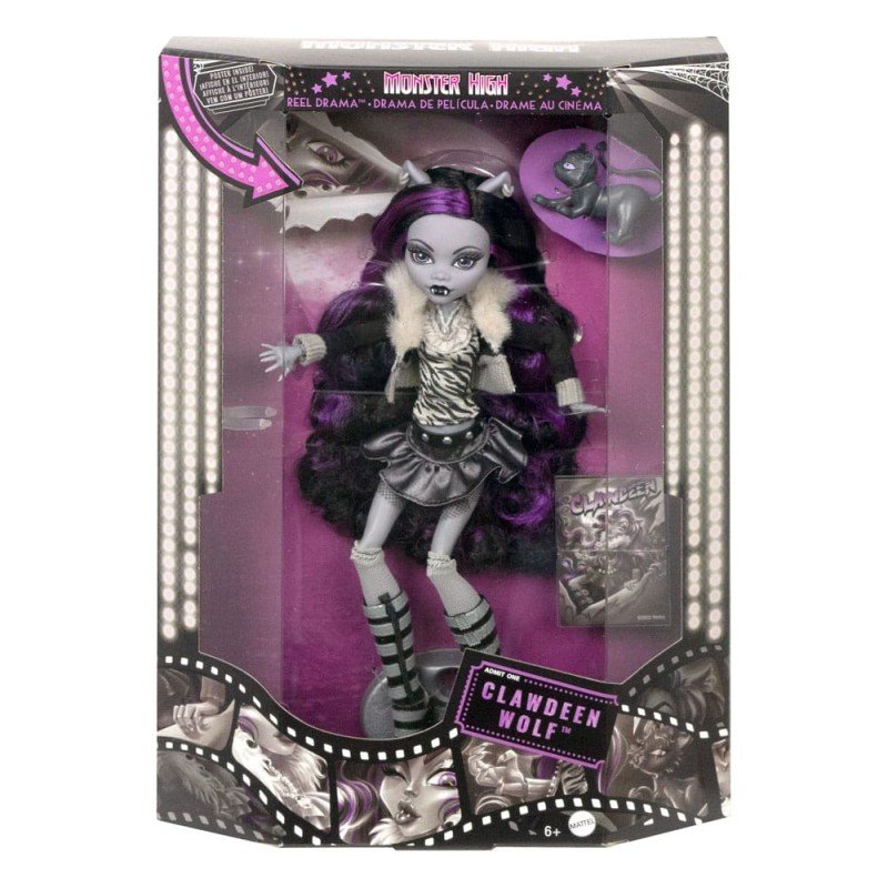 Monster High poupée Reel Drama Clawdeen Wolf en Noir et Blanc | 0194735104802