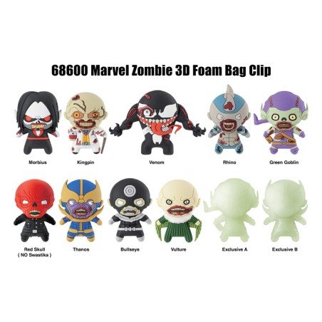 Marvel 3D PVC Bag Clips Series 1 Zombies Display (24) | 0077764686009