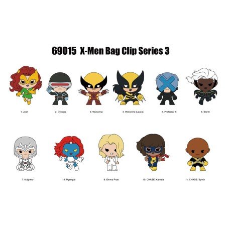 Marvel 3D Foam Bag Clips X-men Classic Series 3 Display (24) | 0077764690150