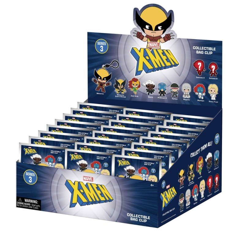 Marvel 3D Foam Bag Clips X-men Classic Series 3 Display (24) | 0077764690150