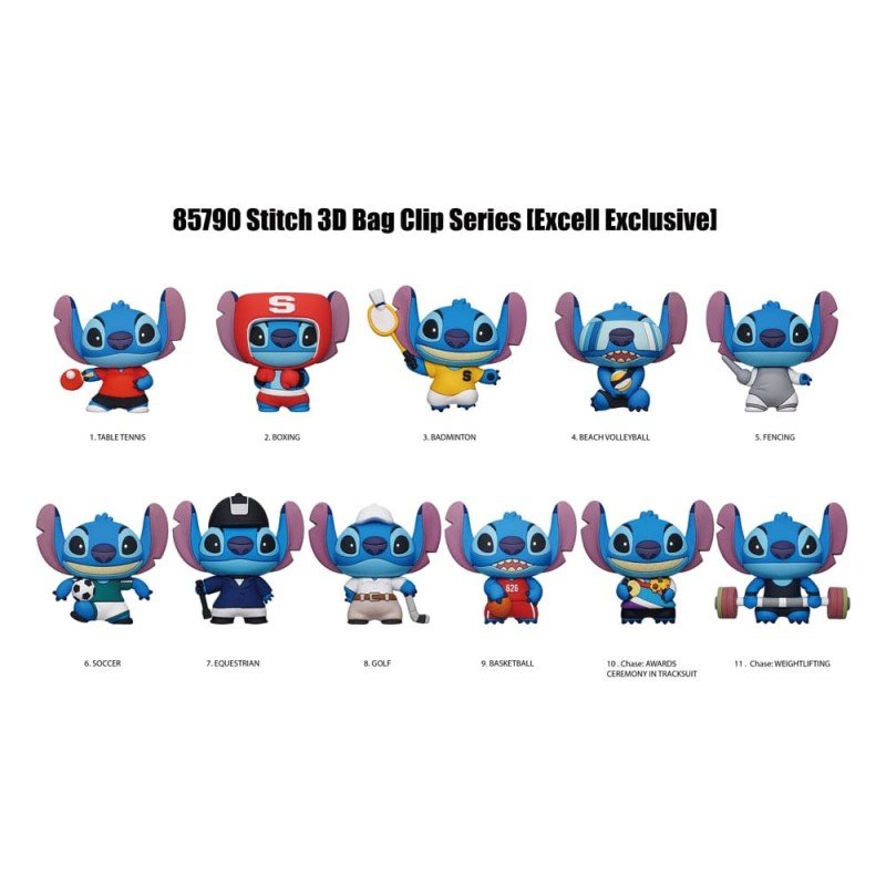 Lilo & Stitch 3D PVC Bag Clips Series 1 Sport Display (24) | 0077764857904
