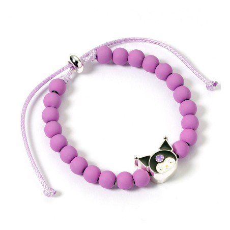 Hello Kitty bracelet perles violettes avec breloque Kuromi 21 cm | 5055583480287