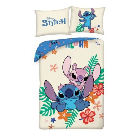 Lilo et Stitch parure de lit Stitch & Angel Flowers 140 x 200 cm / 70 x 90 cm | 5904209609031