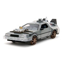 Retour vers le Futur III DeLorean Time Machine Railroad Wheels 1/24 métal Hollywood Rides 