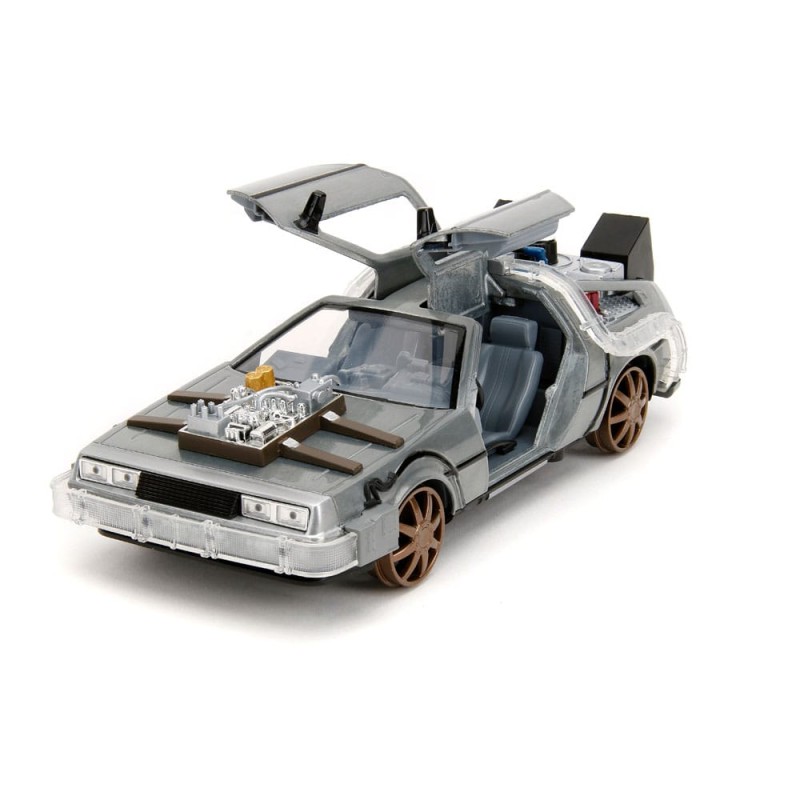 Retour vers le Futur III DeLorean Time Machine Railroad Wheels 1/24 métal Hollywood Rides | 4006333096402