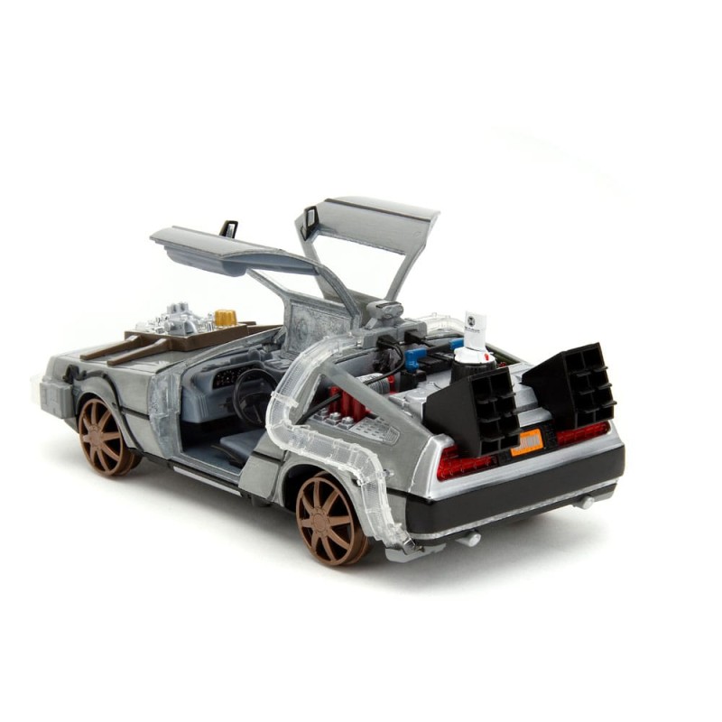 Retour vers le Futur III DeLorean Time Machine Railroad Wheels 1/24 métal Hollywood Rides | 4006333096402
