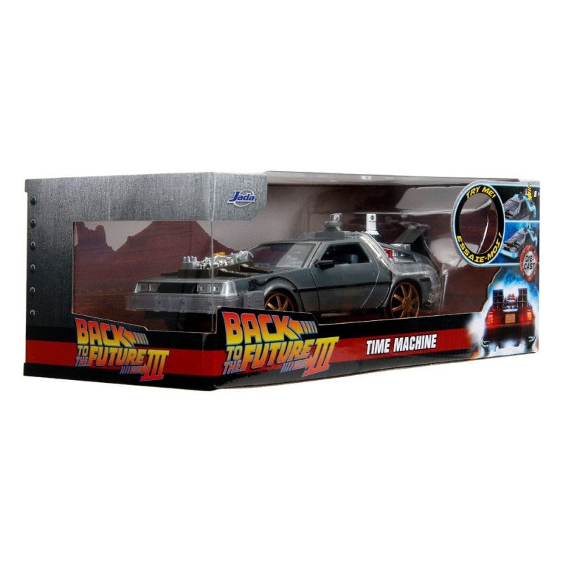 Retour vers le Futur III DeLorean Time Machine Railroad Wheels 1/24 métal Hollywood Rides | 4006333096402