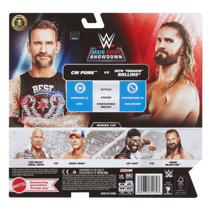 WWE Main Event Showdown figurines CM Punk vs Seth "Freakin" Rollins 2-Pack 15 cm | 0194735311323