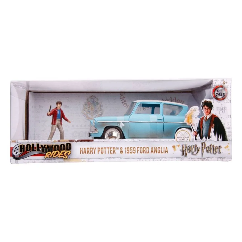 Harry Potter 1/24 metalen voertuigen Hollywood Rides - 1959 Ford Anglia metaal met actiefiguur | 801310311271