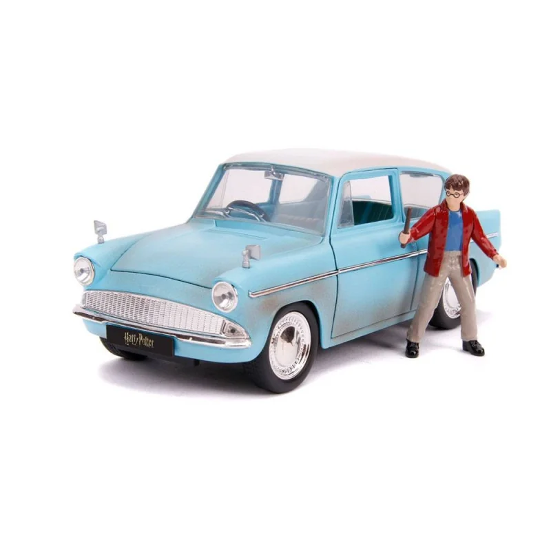 Harry Potter 1/24 metalen voertuigen Hollywood Rides - 1959 Ford Anglia metaal met actiefiguur | 801310311271