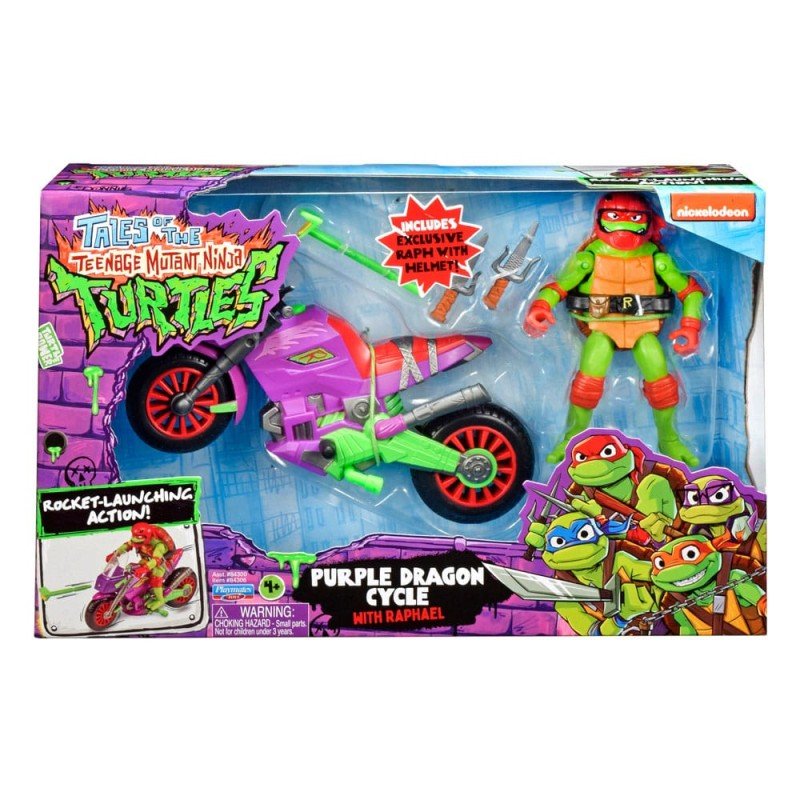 Tales of the Teenage Mutant Ninja Turtles Action Figure with Vehicle Raphael & Purple Dragon 12 cm | 0043377843061