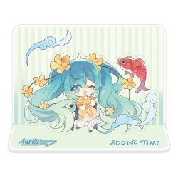 Hatsune Miku Présentoir à figurine en acrylique Hatsune Miku Spring Time Chibi Miku with Koi 11 cm 