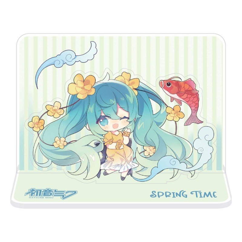 Hatsune Miku Présentoir à figurine en acrylique Hatsune Miku Spring Time Chibi Miku with Koi 11 cm | 6430063313344