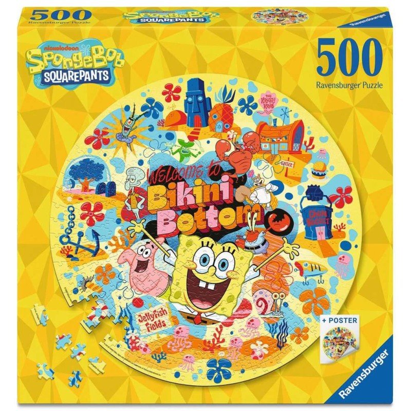 Bob l'éponge puzzle rond Welcome to Bikini Bottom (500 pièces) | 4005555016571