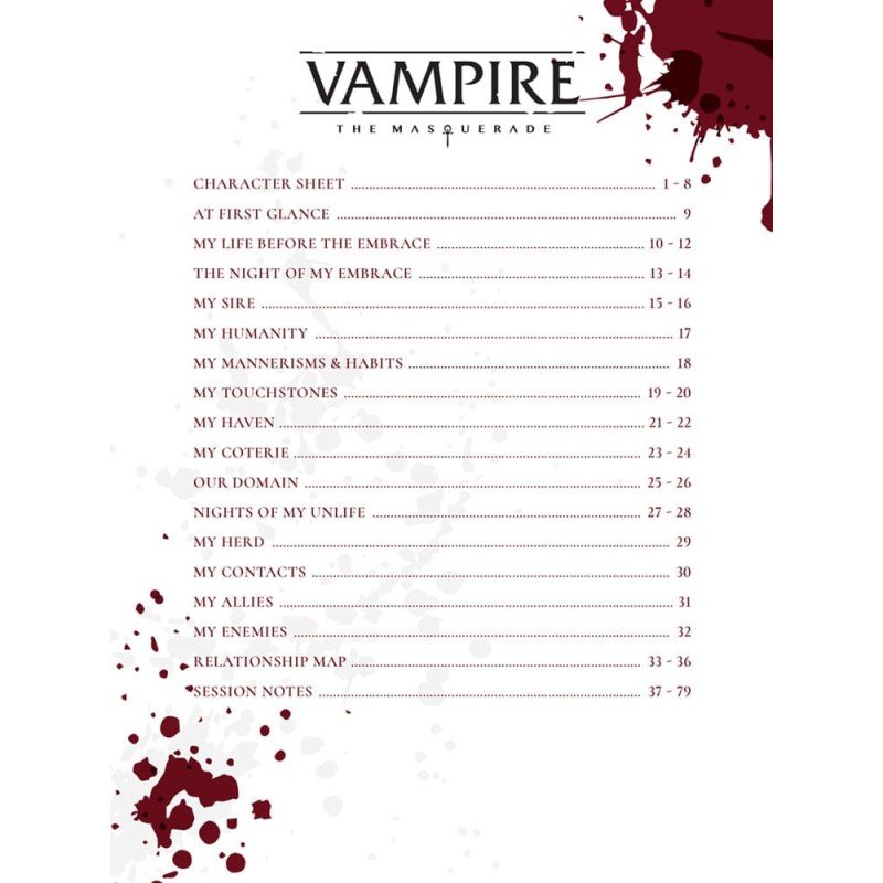 Vampire: The Masquerade 5th Edition RPG JournalExpanded Character Sheet Journal *ANGLAIS* | 9781957311036