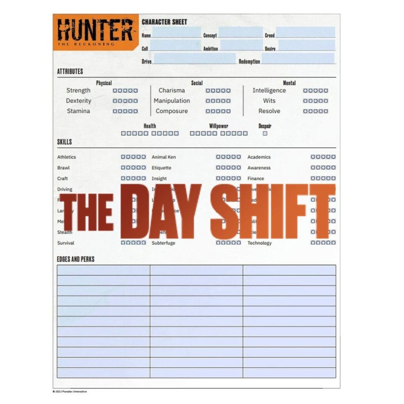 Hunter: The Reckoning 5th Edition RPG JournalExpanded Character Sheet Journal *ANGLAIS* | 9781957311043