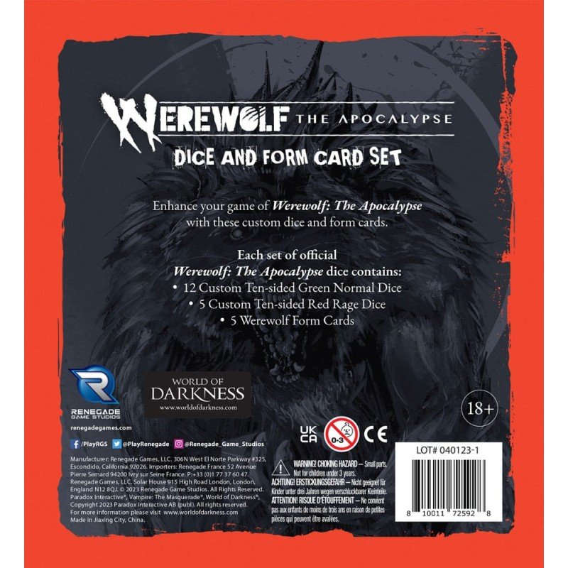 Werewolf: The Apocalypse 5th Edition RPG Jeu de dés et de cartes de forme | 0810011725928