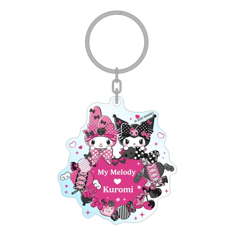 Sanrio Pink Black Party Series Acrylic Keychain My Melody & Kuromi 7 cm | 8721126704673