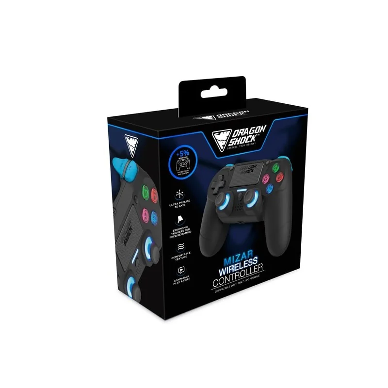 DragonShock - Mizar BT - Manette sans fil noire pour PS4, PC et mobile