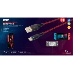 EgoGear - Câble de recharge tressé USB-C de 3m SCH10 Rouge et Noir pour Switch, Switch Lite, Switch Oled, PS5 et Xbox Series X|S | 5425025591817