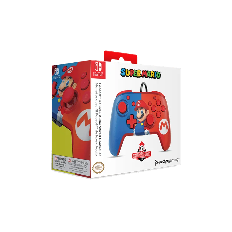 PDPgaming - Deluxe bedrade faceoff-controller + audio voor Nintendo Switch - Mario | 708056068257