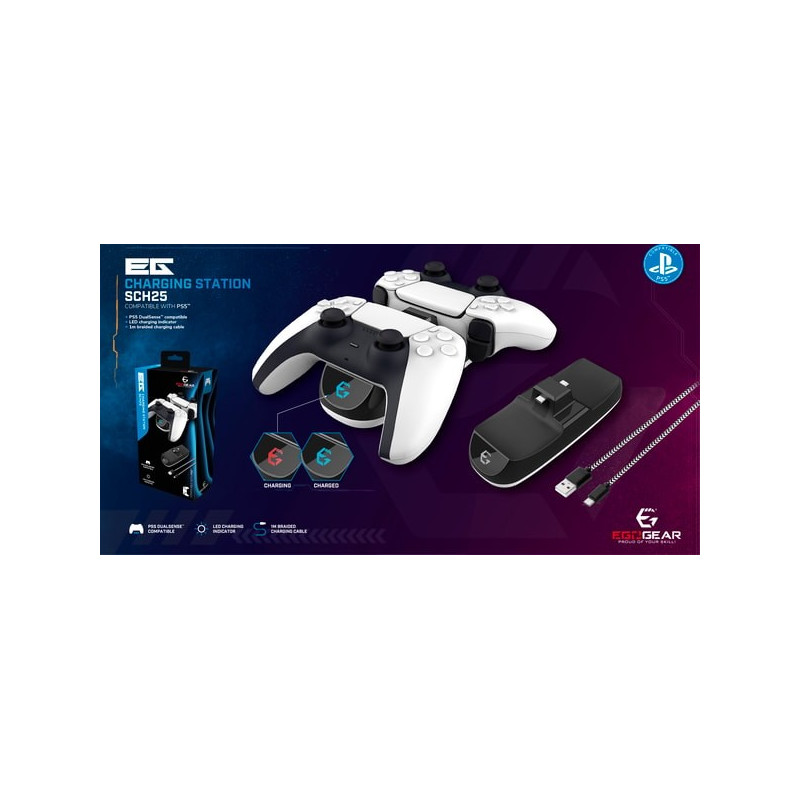 EgoGear - Station de recharge double SCH25 Noire pour DualSense PlayStation 5