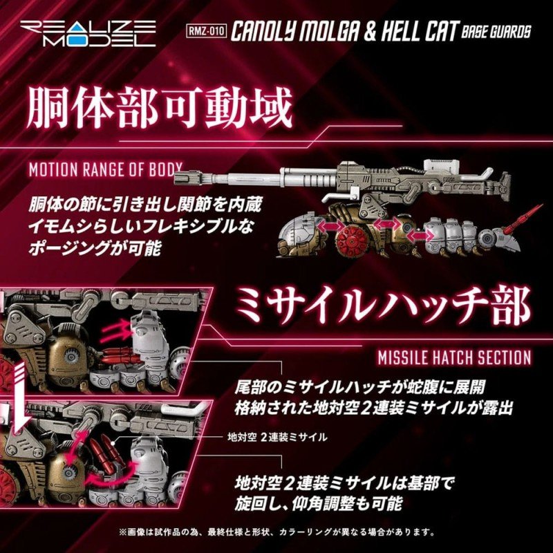 Zoids pack 2 figurines 1/100 Plastic Model Kit RMZ-010 Canoly Molga & Hell Cat Base Guards Sets 20 cm | 4904810954378