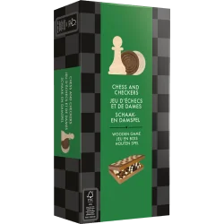 Wooden Chess and Checkers Set - Collapsible