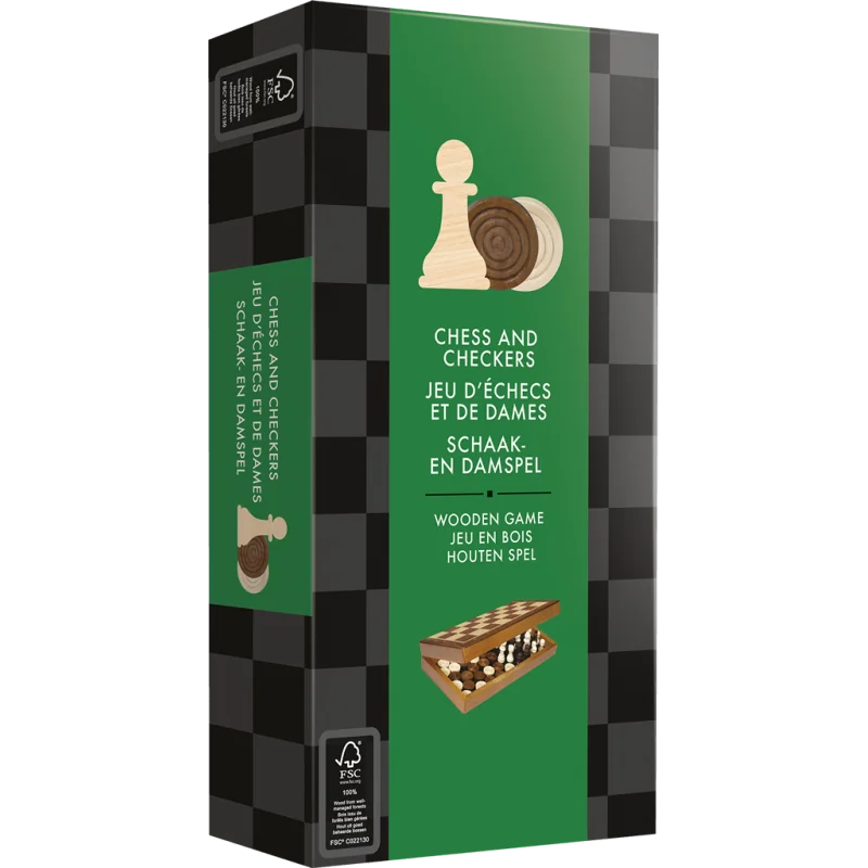 Wooden Chess and Checkers Set - Collapsible | 3558380091202