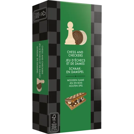 Jeu d'Échecs et de Dames en bois - Pliable | 3558380091202