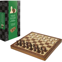 Wooden Chess and Checkers Set - Collapsible | 3558380091202