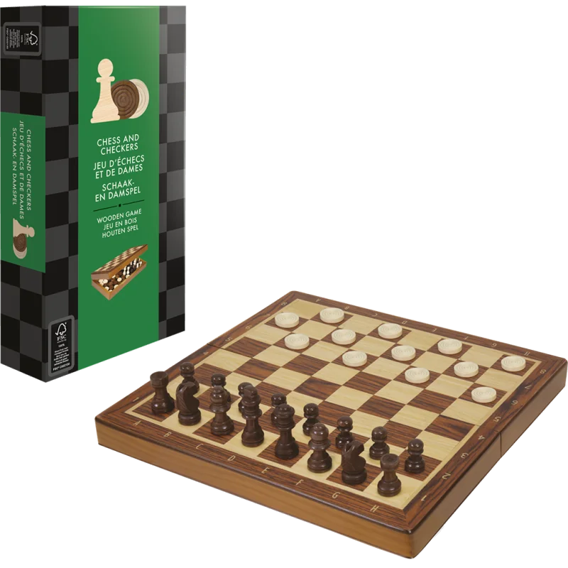 Wooden Chess and Checkers Set - Collapsible | 3558380091202