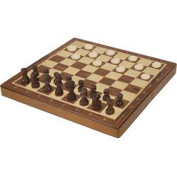 Wooden Chess and Checkers Set - Collapsible | 3558380091202