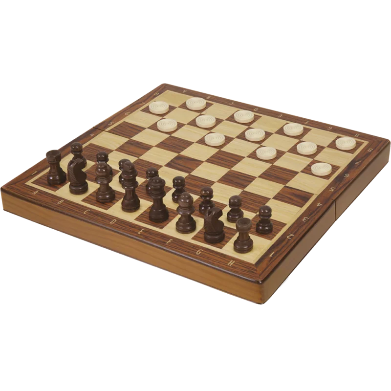 Wooden Chess and Checkers Set - Collapsible | 3558380091202