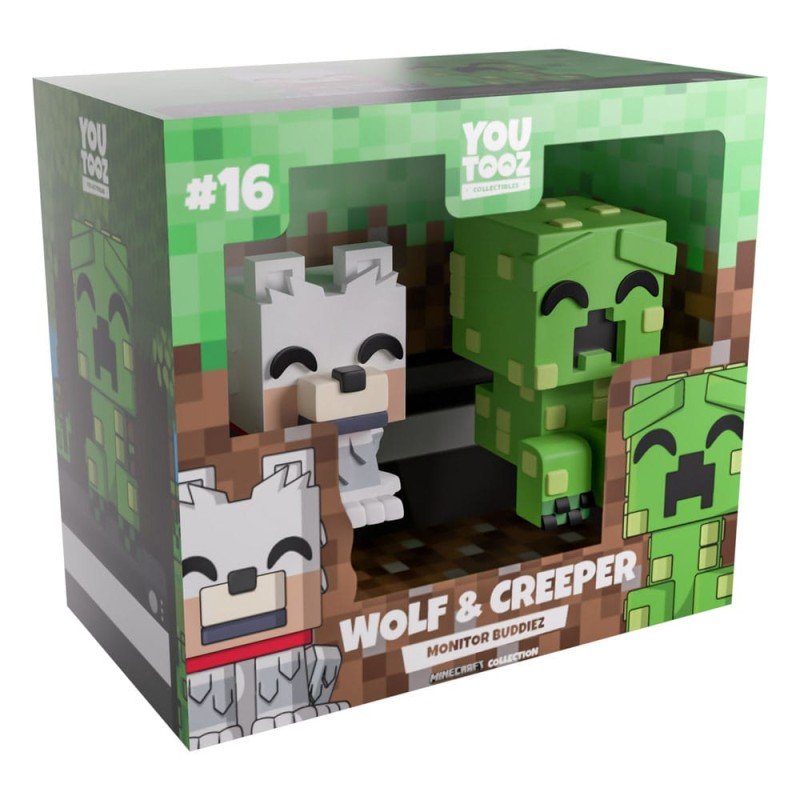 Minecraft Vinyl Figures Wolf and Creeper Monitor Buddiez | 0810163659416