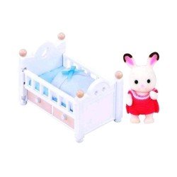 Sylvanian Families: Lapin Chocolat bébé tout lit Figurine 5 cm 