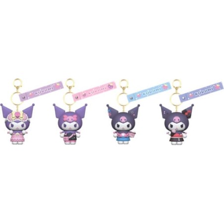 Sanrio Kuromi Cute Outfit Series Keychain with Hand Strap Kuromi Display (12) | 4895217517658