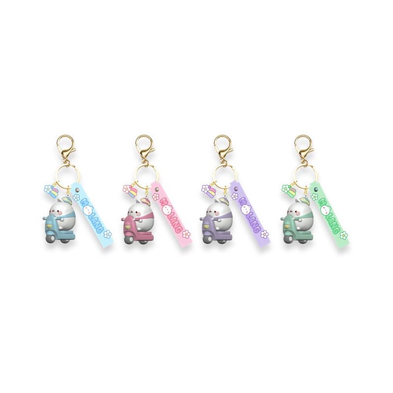 Molang Scooter Series Keychain with Hand Strap Display (12) | 4895217561903