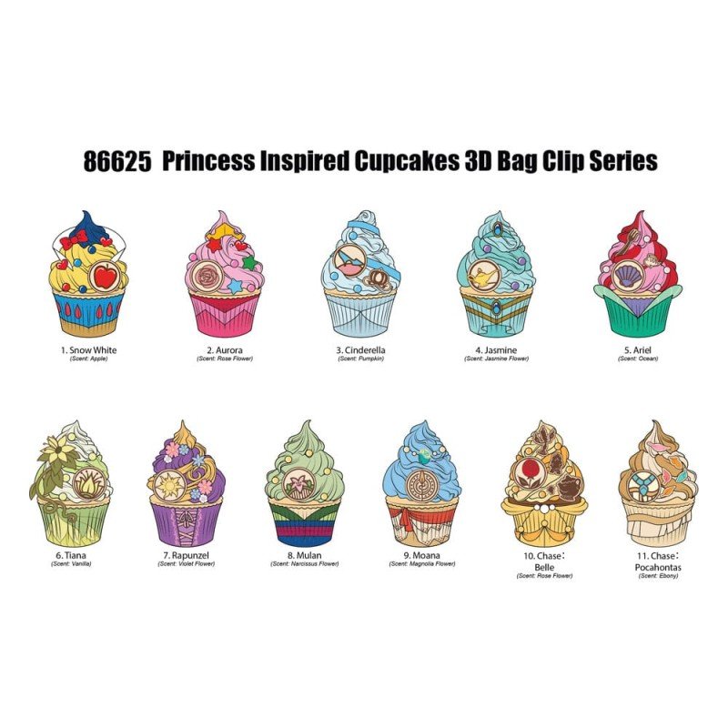 Disney Princess 3D Foam Bag Clips Cupcake Display (24) | 0077764866258