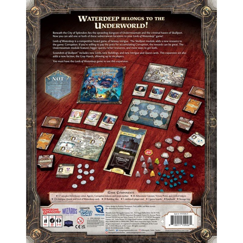 Dungeons & Dragons jeu de plateau Lords of Waterdeep: Scoundrels of Skullport Expansion *ANGLAIS* | 0810011729261