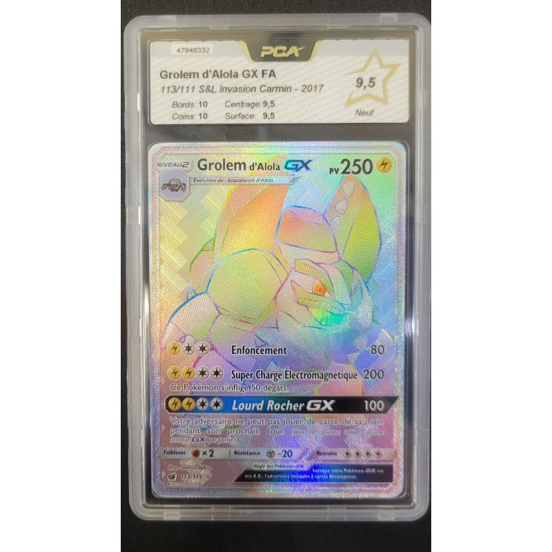 PCA - Pokémon TCG - Grolem d'Alola GX FA n°113/111 - S&L Invasion Carmin - 2017 | 53062316