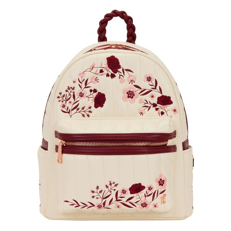 Loungefly Midi Backpack Cream & Red Floral | 0671803552425