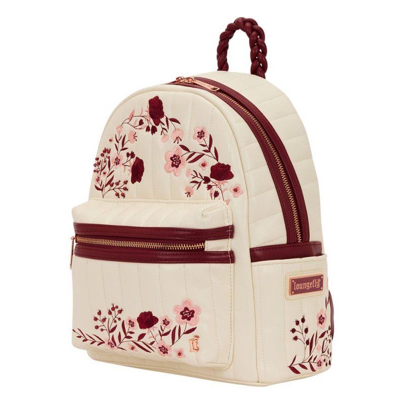 Loungefly Midi Backpack Cream & Red Floral | 0671803552425
