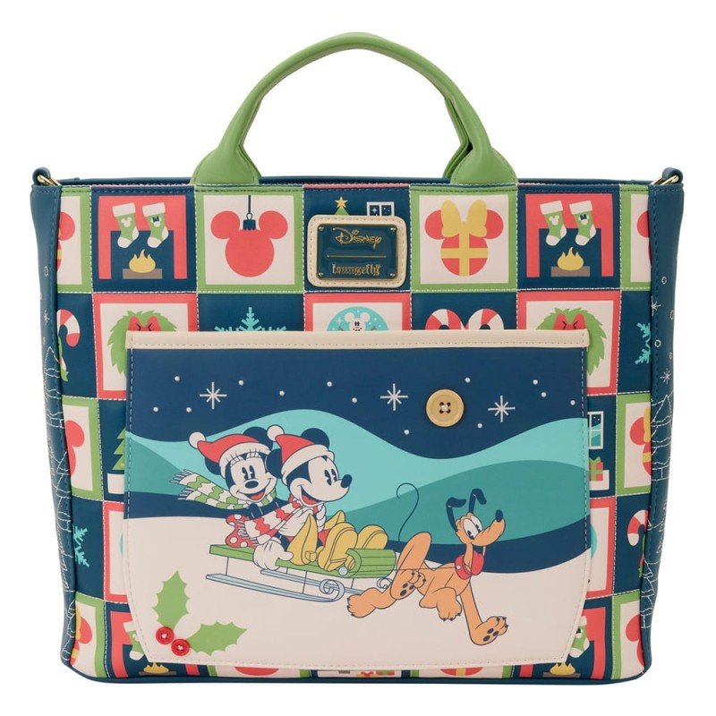 Disney by Loungefly Canvas Tote Bag Mickey and Minnie Holiday | 0671803563438